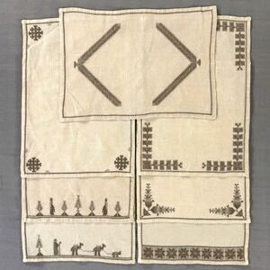 Vintage Arab Refugee Handworks Centre Jerusalem Linen Placemats(7) – Miss Halaby